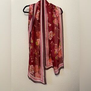 Dana Buchman rectangular Floral flower striped border Scarf 21" X 72"